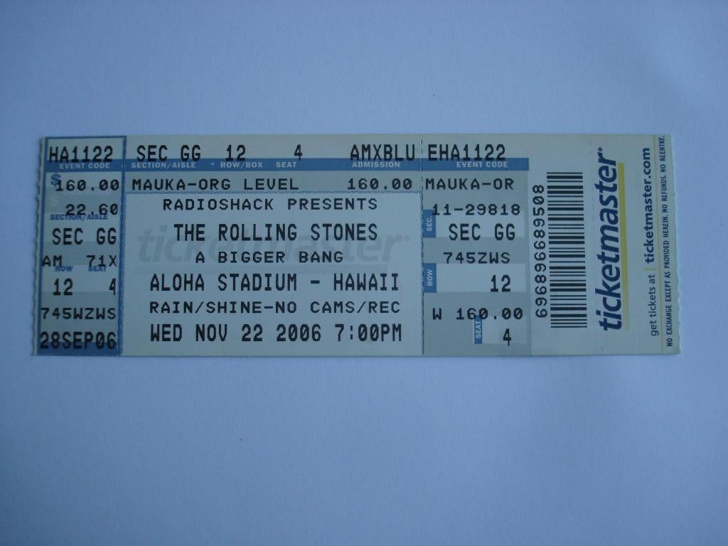 Ticket The Rolling Stones. A bigger bang. 2006, Ophalen of Verzenden, Zo goed als nieuw, Foto of Kaart