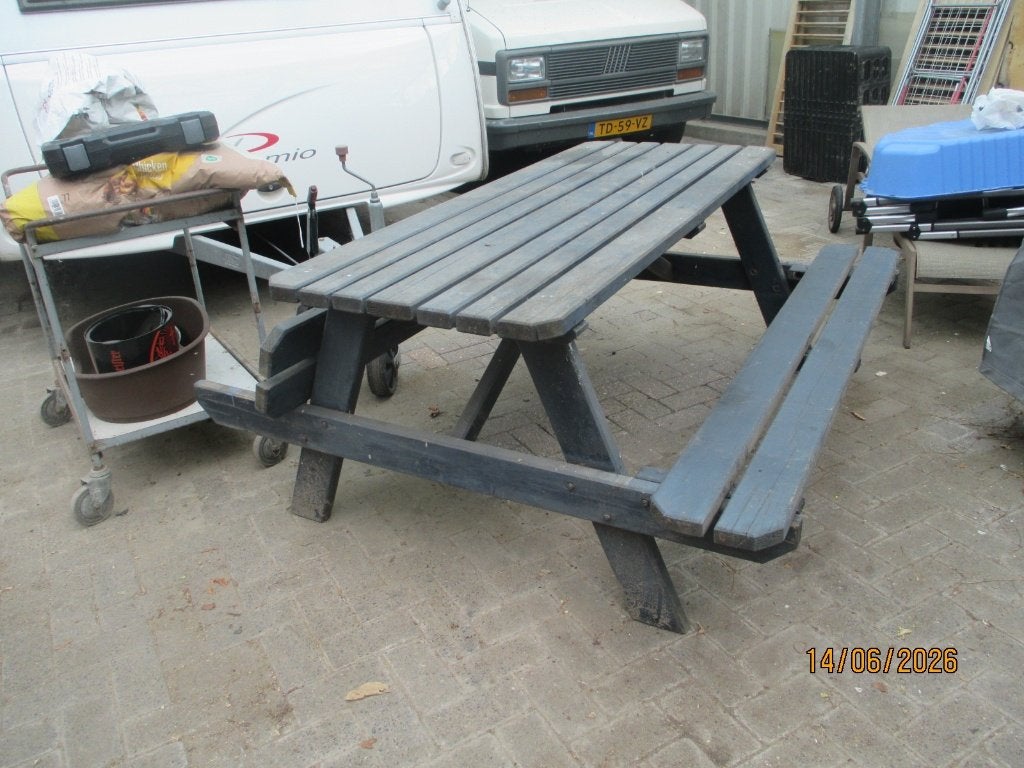 grote picknick tafel, Tuin en Terras, Ophalen, Zo goed als nieuw, Rechthoekig, Hout