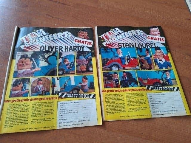 2 x Tina 1975 Laurel & Hardy advertenties, Ophalen of Verzenden, 1960 tot 1980, Nederland, Tijdschrift