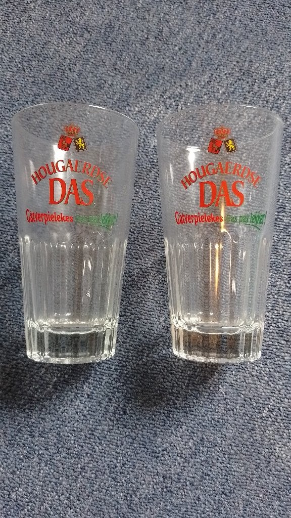 set van 2 Hoegaerdse Das glazen, Verzamelen, Biermerken, Ophalen of Verzenden, Gebruikt, Glas of Glazen, Overige merken