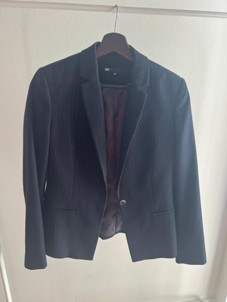 WE Donkerblauw Gestreepte Blazer Maat 38, Maat 38/40 (M), Blauw, Ophalen of Verzenden, Zo goed als nieuw