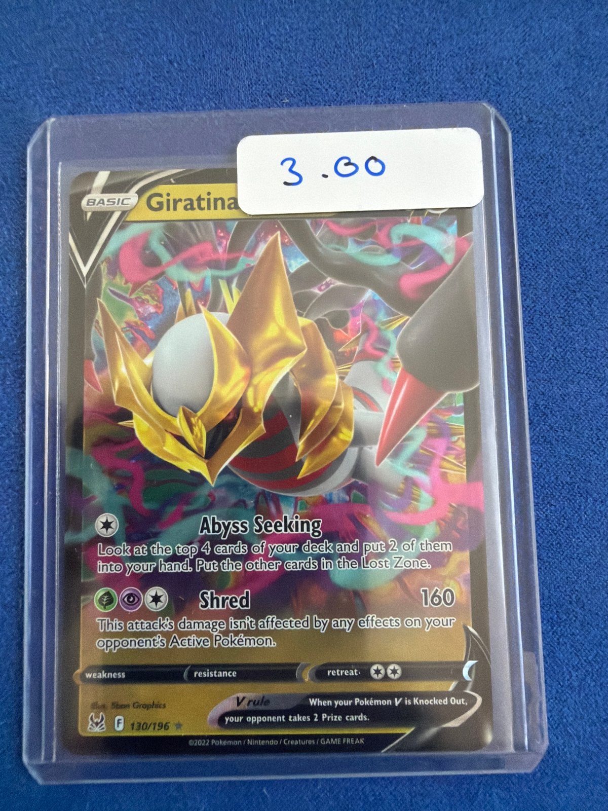 Giratina V Pokémon Kaart (130/196) - Lost Origin, Ophalen of Verzenden, Zo goed als nieuw, Losse kaart