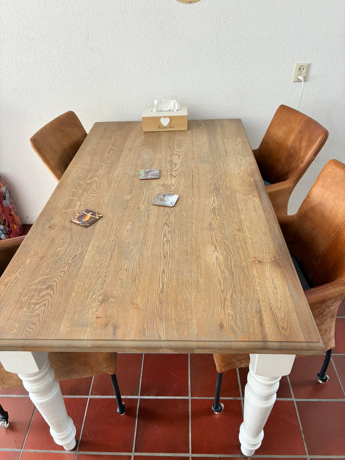 Eiken eettafel, Ophalen, Rechthoekig, 50 tot 100 cm