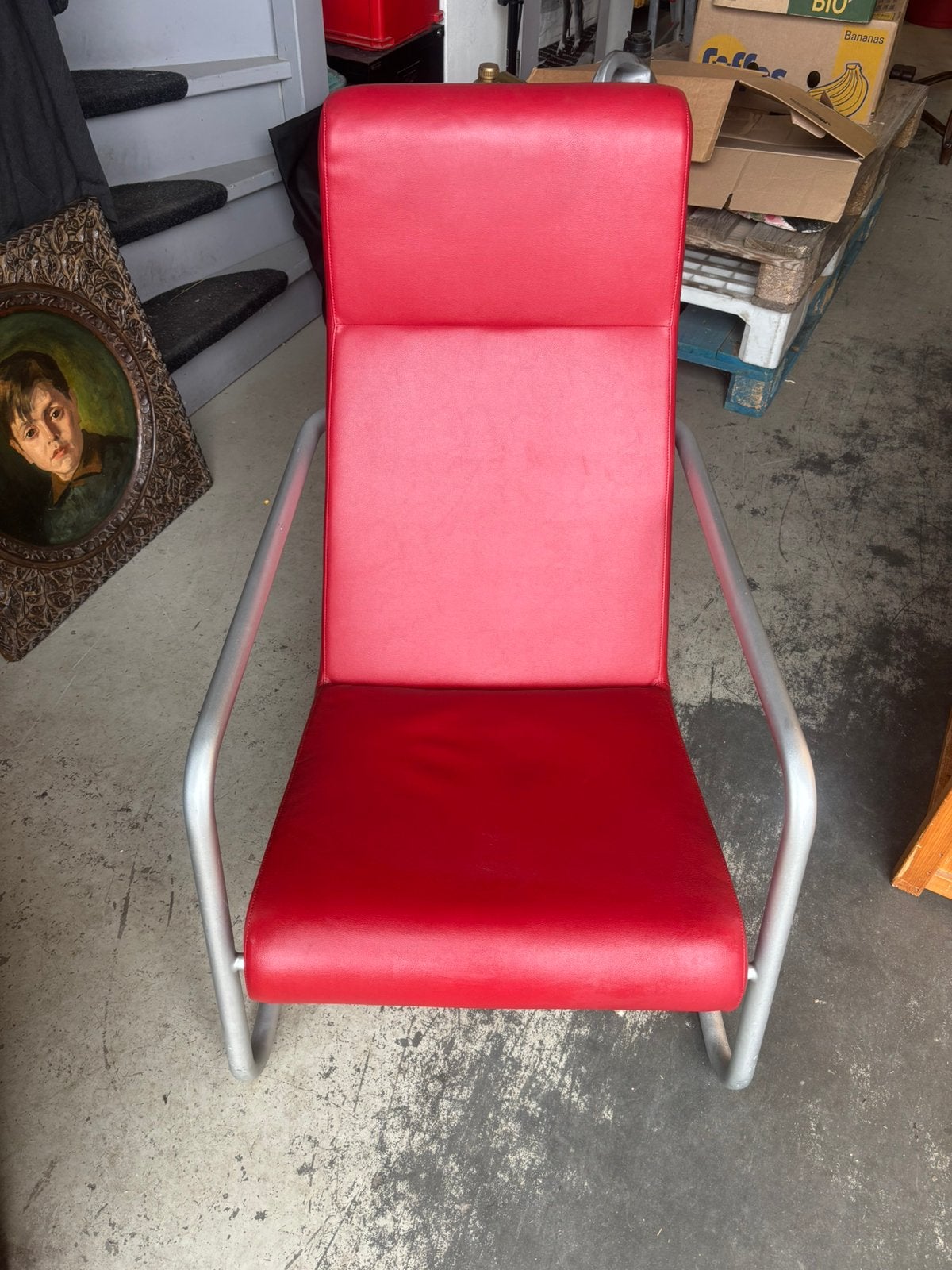 Vintage Leren stoel rood, -, -, Leer, Ophalen of Verzenden