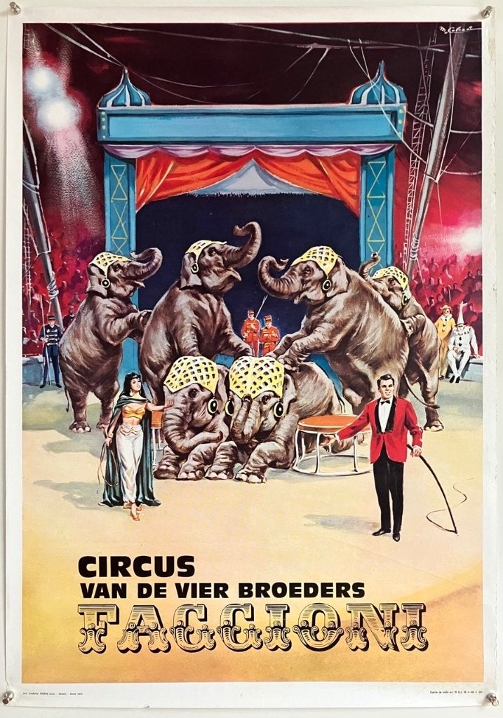 Circus Faggioni - Originele circusposter (1972) - Versie A, Verzenden, Gebruikt, A1 t/m A3, Film en Tv