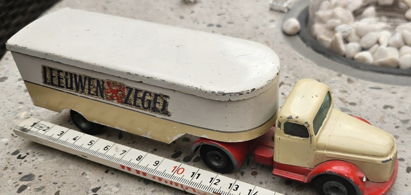 Vintage Tekno vrachtwagen met aanhanger Leeuwen Zegel, Ophalen of Verzenden, Gebruikt