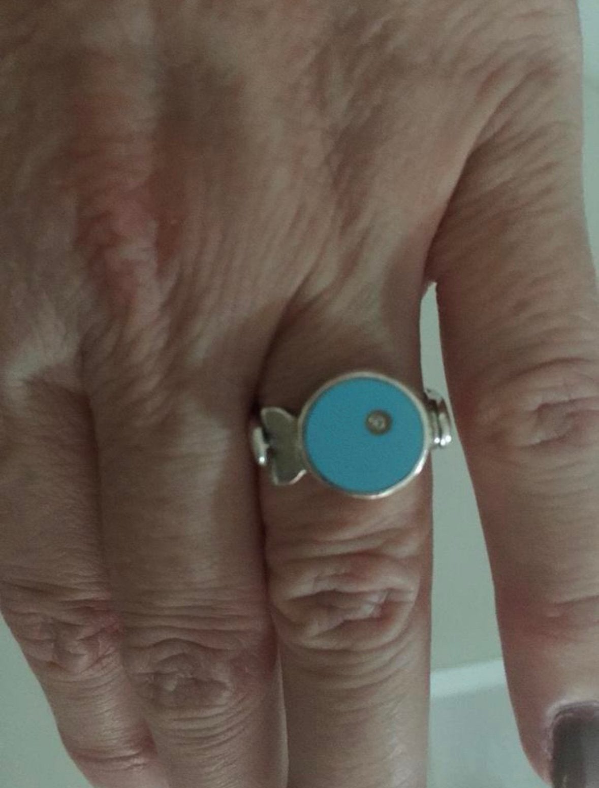 Zilver met turquoise ring Clio Blue maat 16 ring draaibaar, Ophalen of Verzenden, Dame, Zilver, Zilver