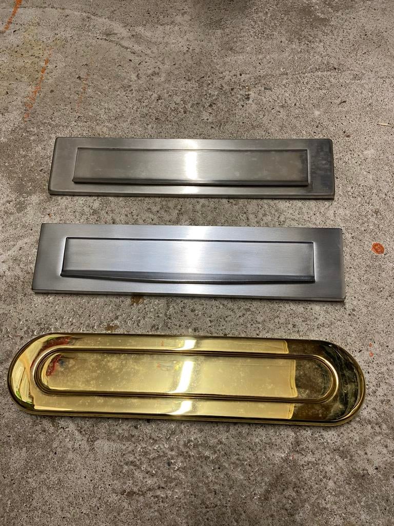Brievenbussen, rvs, jaren 30, necosteel, interbrass, Tuin en Terras, Brievenbussen, Ophalen of Verzenden, Nieuw, Rvs, Brievenbusklep