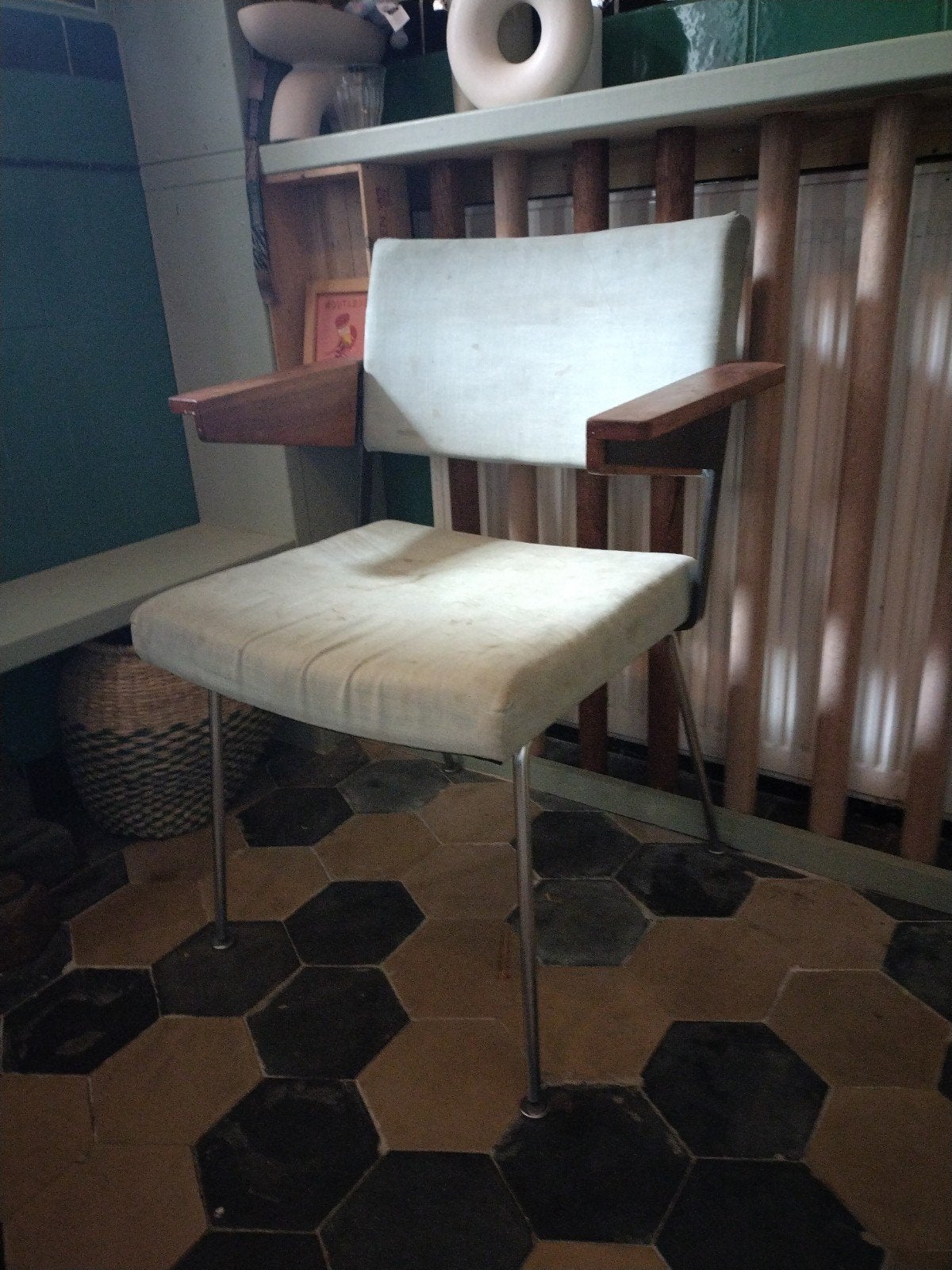 Vintage gispen cordemeyer stoel met armleuningen en metalen, Ophalen of Verzenden
