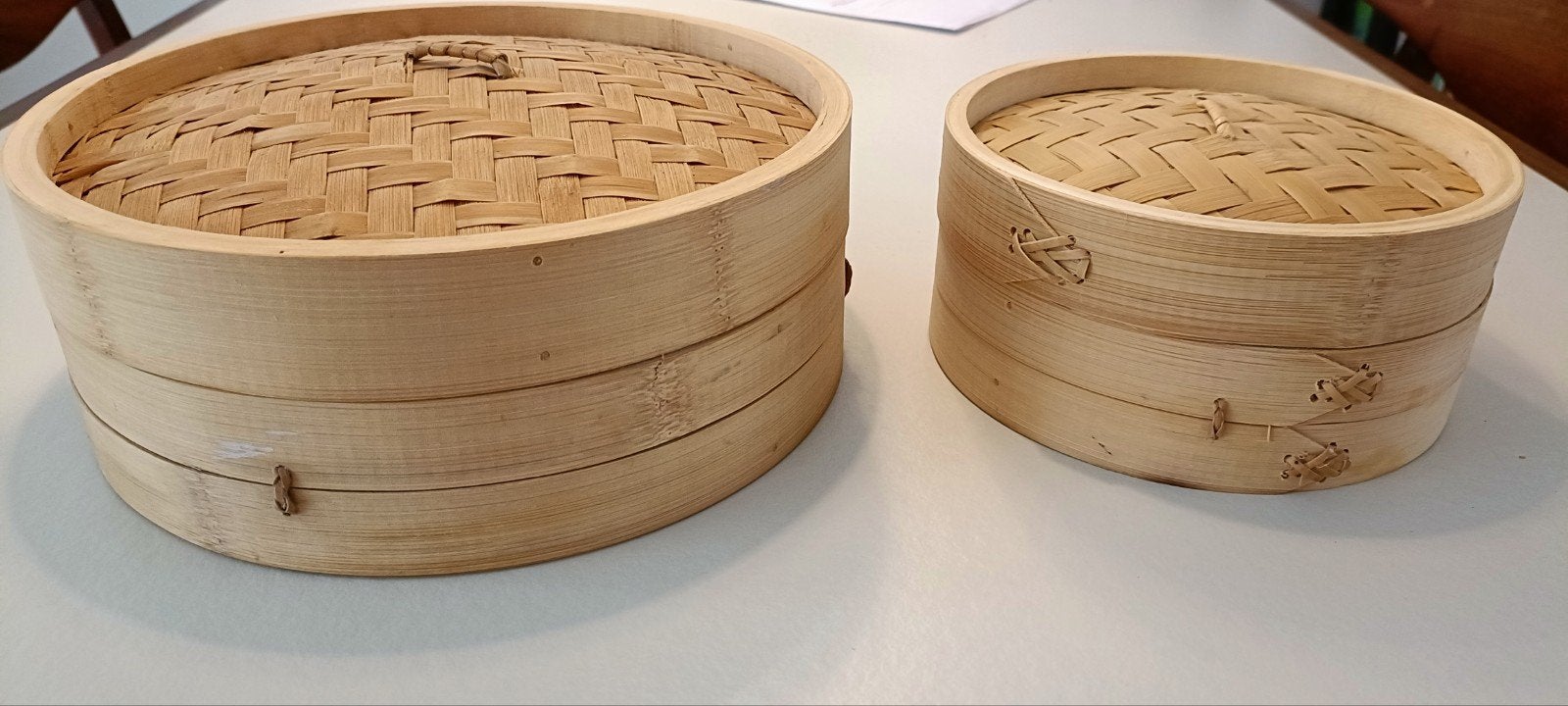 Set van 2 bamboe stoommandjes voor gezonde maaltijden, Beige, Hout, Ophalen of Verzenden, Overige typen