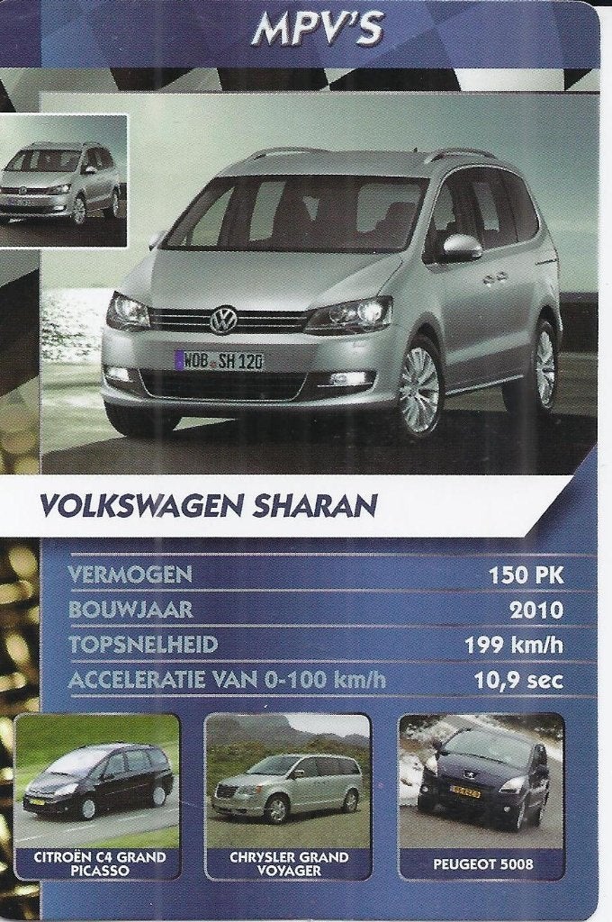 Kw2733 autokaartje volkswagen sharan, Ophalen of Verzenden, Auto's