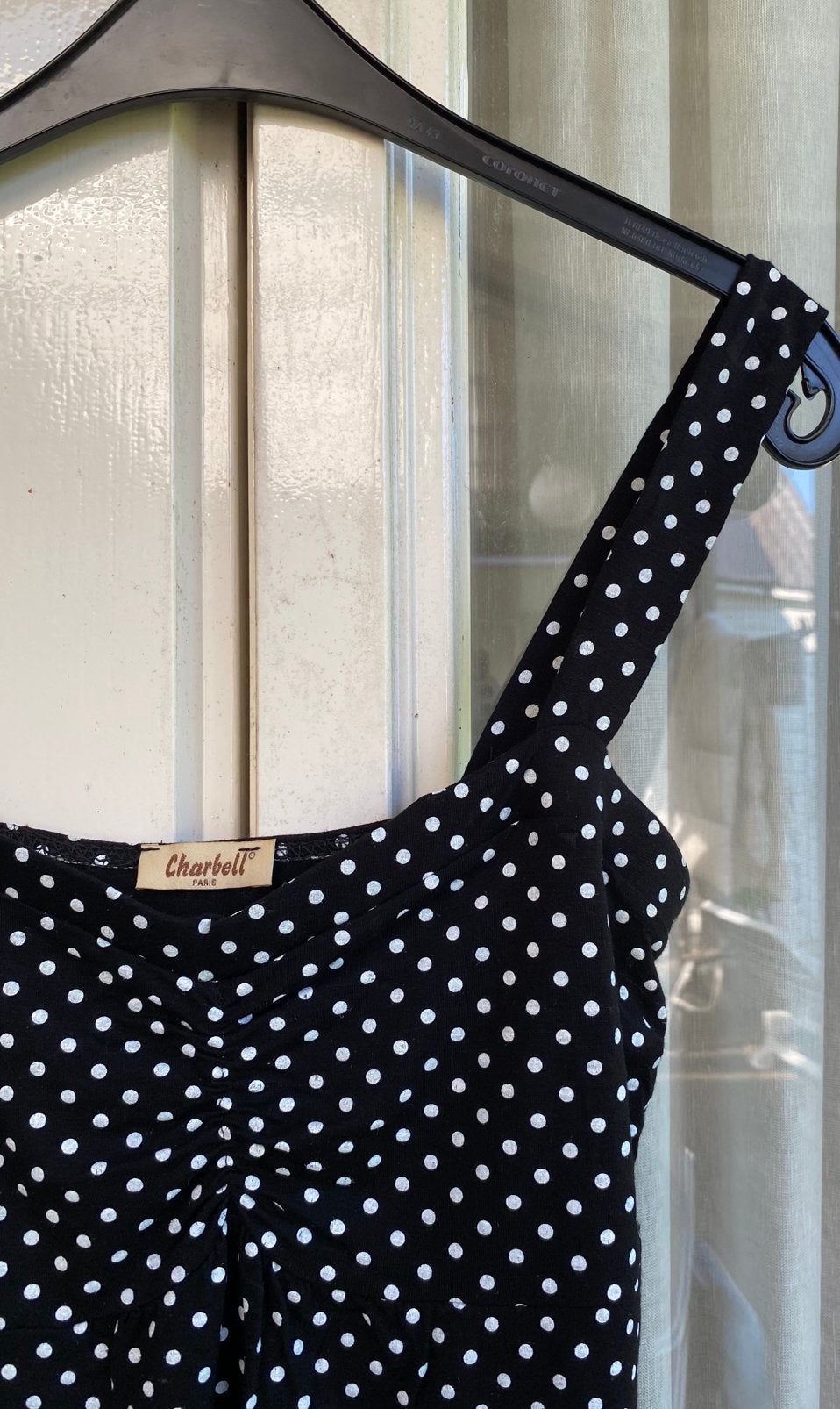 Charbell topje zwart met wit bolletje L / 38 - 40, Maat 38/40 (M), Verzenden, Zwart, Zo goed als nieuw