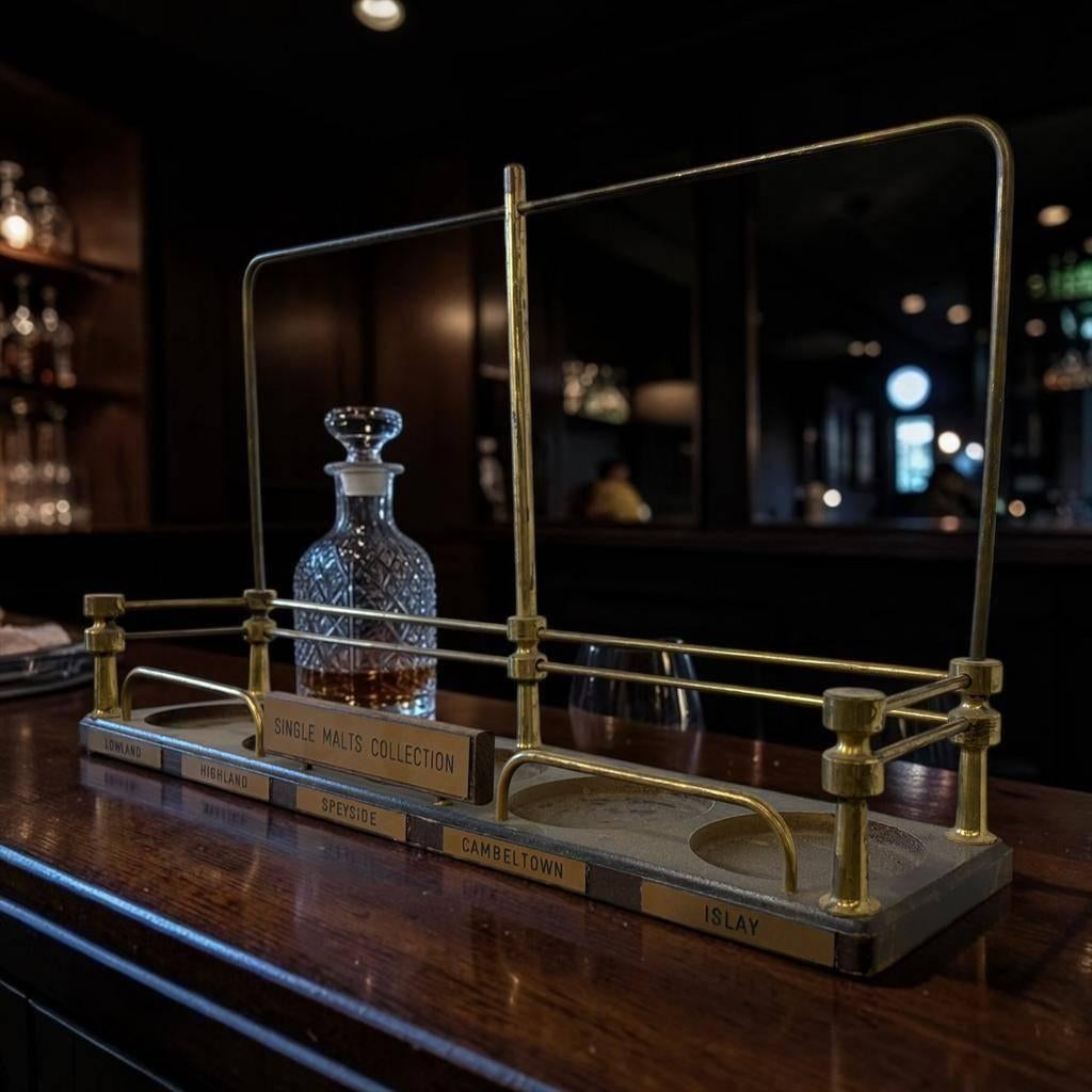 vintage messing flessenrek / display  whisky  'Single Malts', Hobby en Vrije tijd, Ophalen