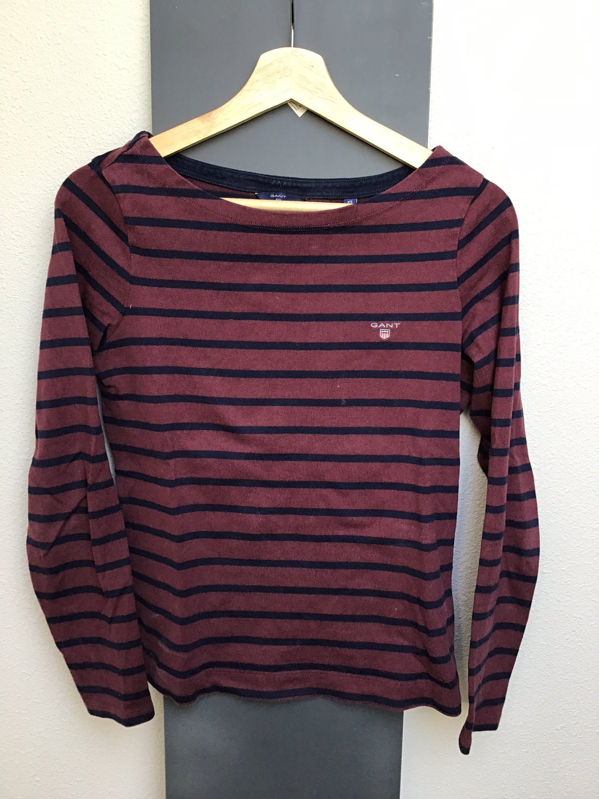 Gant dames boothals trui, bordeaux, maat xs, Ophalen, Lange mouw, Maat 34 (XS) of kleiner, Gedragen