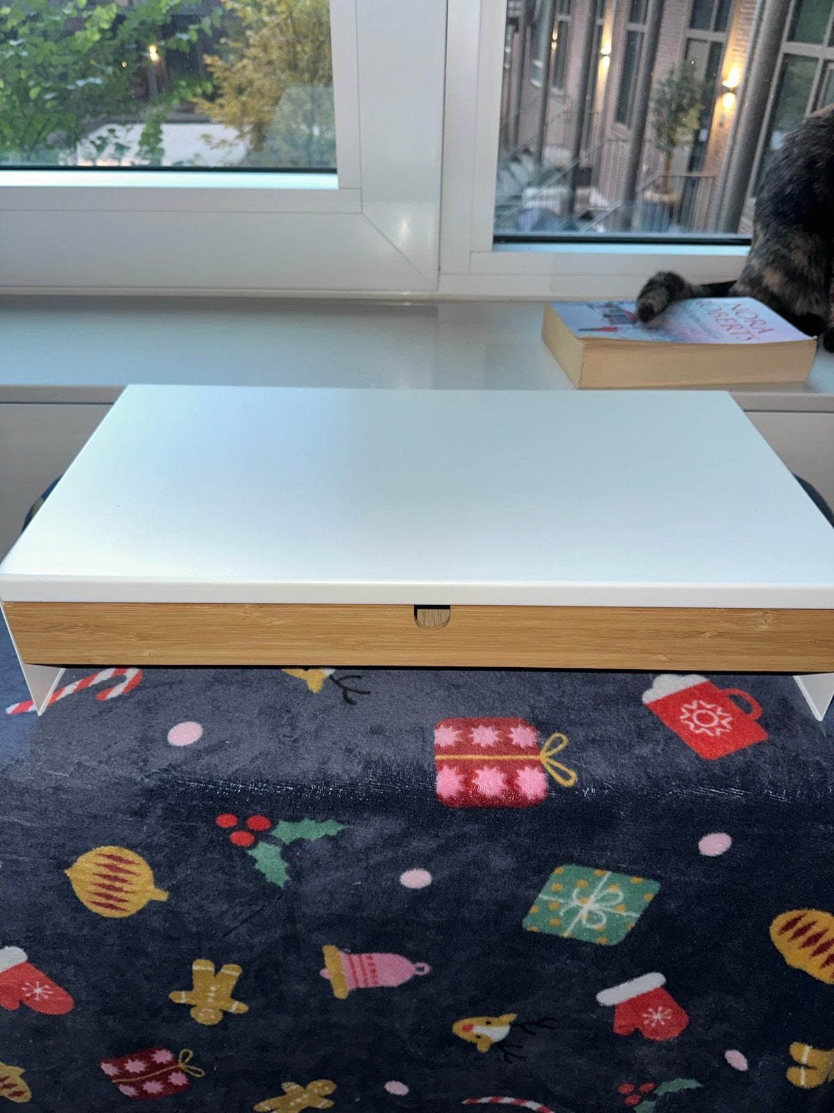 IKEA ELLOVEN Monitorstandaard met lade, wit, Ophalen, Zo goed als nieuw