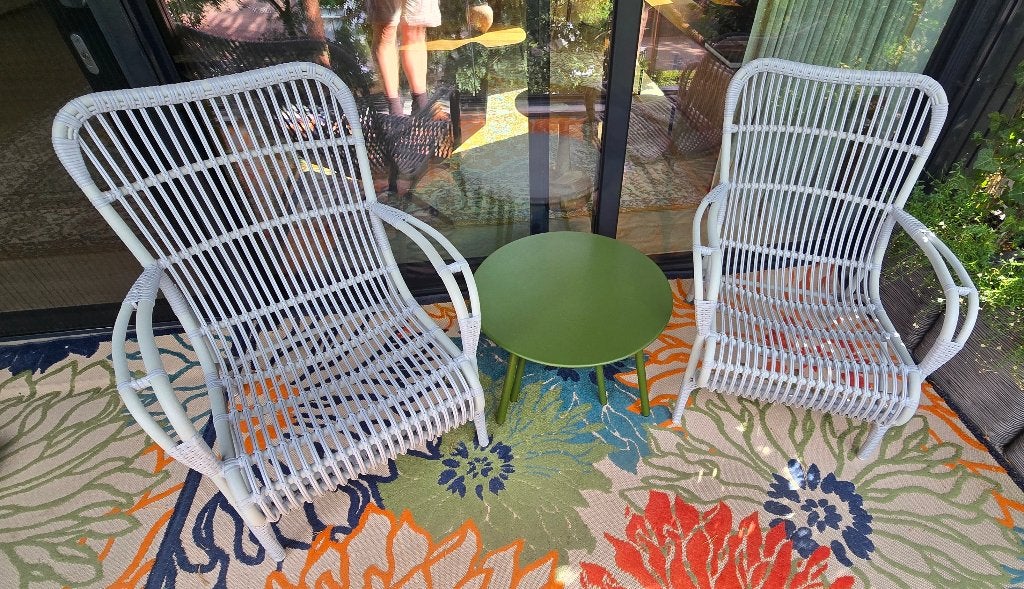 Twee Intenso Napoli lounche tuinstoelen met twee tafeltjes, Bijzettafel, Aluminium, Zo goed als nieuw, Loungeset