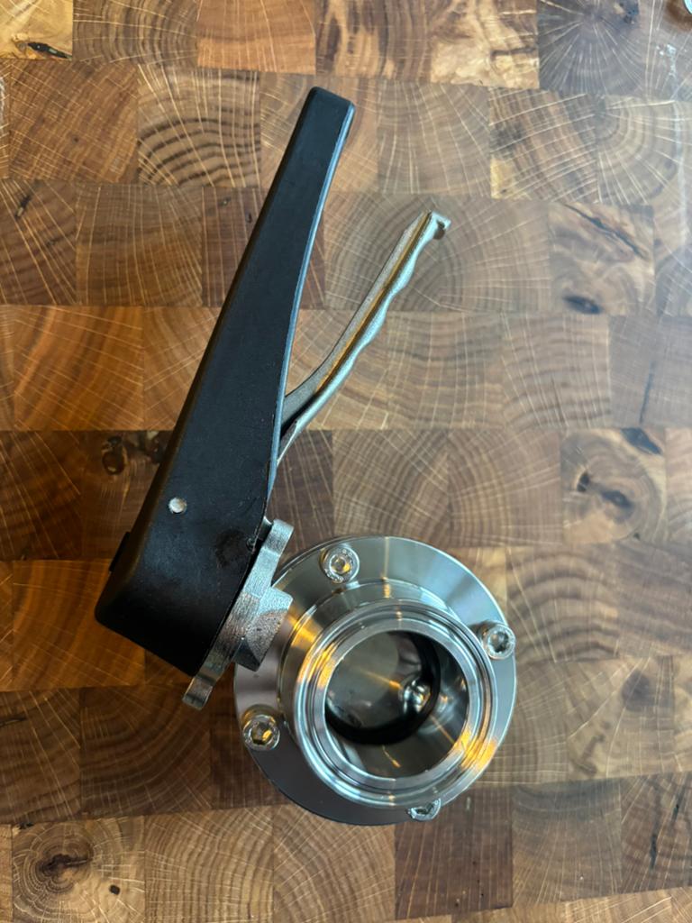NIEUWE 1,5” Tri‑Clamp Vlinderklep – RVS – Zwart handvat, Hobby en Vrije tijd, Ophalen of Verzenden, Nieuw