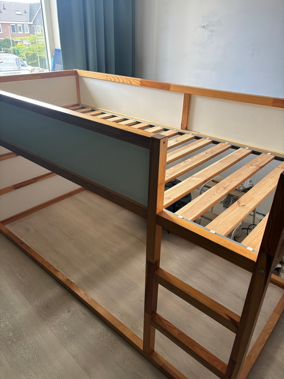 Houten hoogslaper met lattenbodem, Ophalen, Gebruikt, Eenpersoons, 160 tot 180 cm