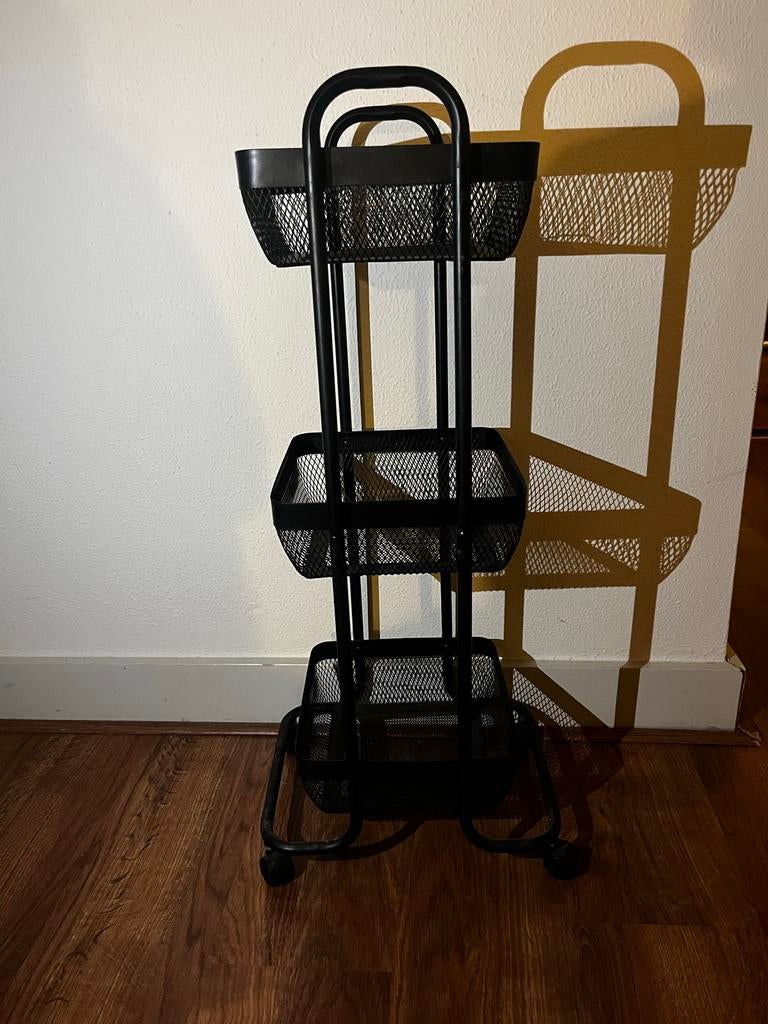 Zwarte trolley / keukenkar / badkamerrek, Ophalen, Gebruikt