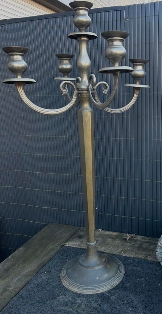 Grote 4 armige kandelaar - 97 cm hoog, Ophalen of Verzenden, Koper of Brons