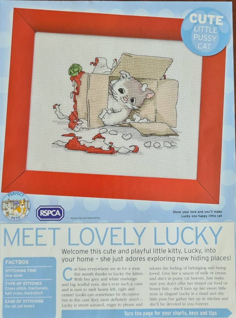 Lucky the Cat Kerst borduurpatroon, Ophalen, Nieuw, Handborduren, Patroon