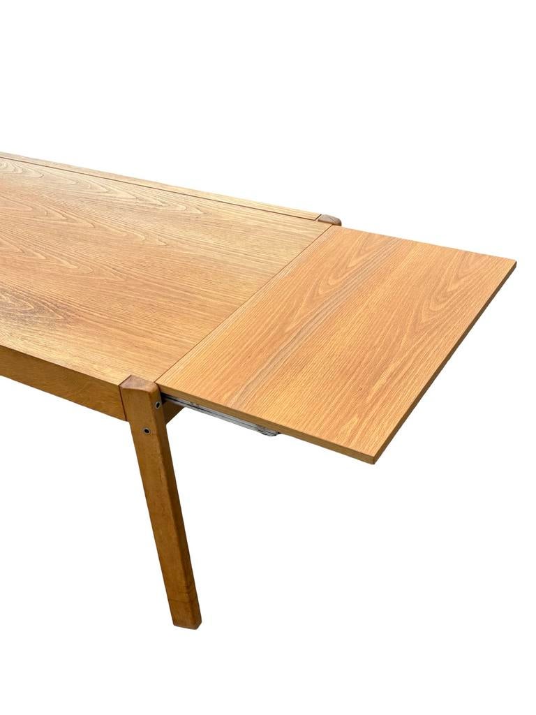 Vintage eettafel uitschuifbaar licht eiken jaren 80, Vintage, 50 tot 100 cm, Zo goed als nieuw, Rechthoekig