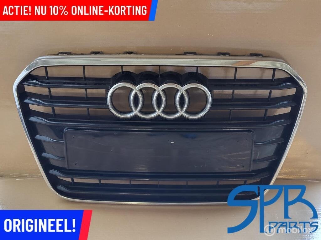 AUDI A6 C7 4G GRILLE '11-'14 GLANZEND ZWART GRILL CHROOM ORG, Gebruikt, AUDI, Audi, Ophalen of Verzenden