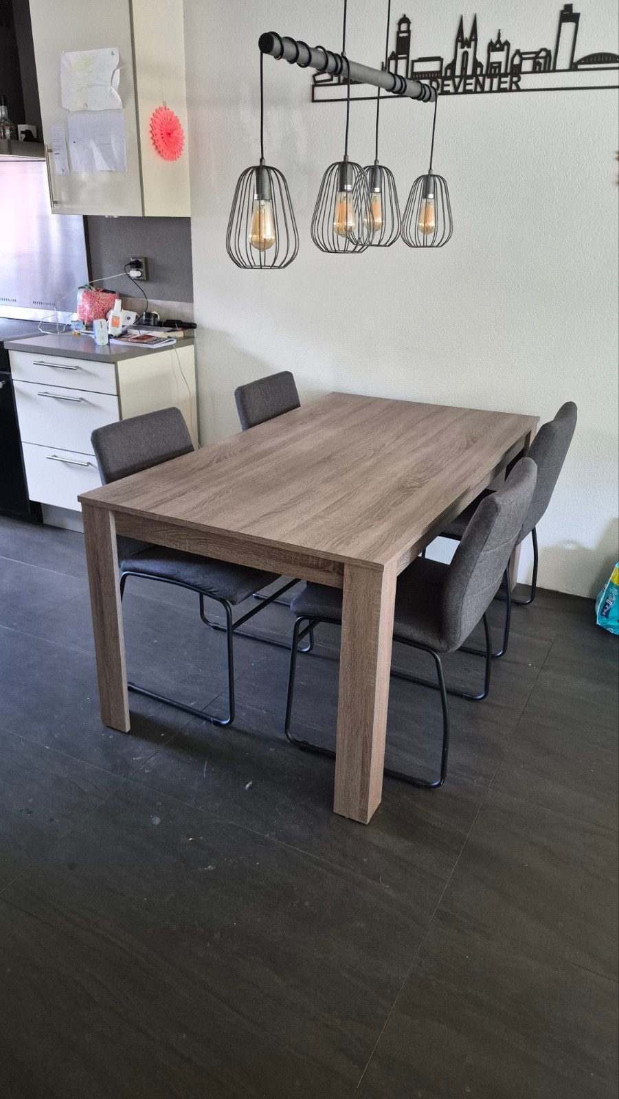 Eettafel met Stoelen, Huis en Inrichting, Tafels | Eettafels, Ophalen, 50 tot 100 cm, Zo goed als nieuw, 150 tot 200 cm