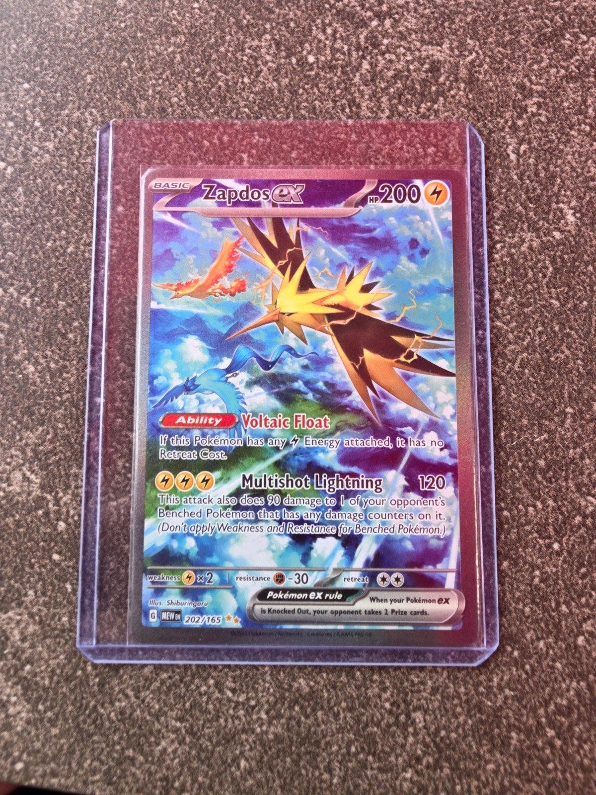 Zapdos ex 202/165 Full Art Pokémon kaart, Hobby en Vrije tijd, Verzamelkaartspellen | Pokémon, Ophalen of Verzenden, Zo goed als nieuw