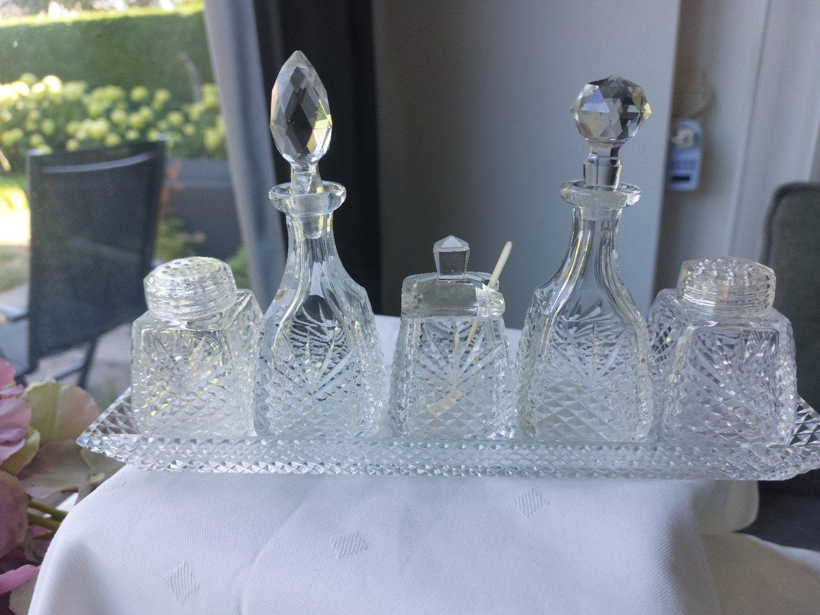 Elegant Victoriaans kristal 6-delig tafelstel, Antiek en Kunst, Ophalen