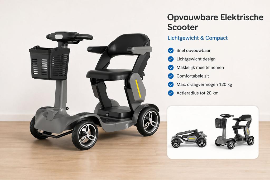 Opvouwbare Scootmobiel Lithium Accu | Compact & Lichtgewicht, Diversen, Brommobielen en Scootmobielen, Ophalen of Verzenden, Zo goed als nieuw