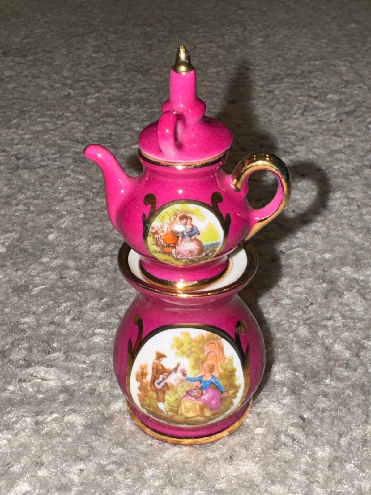 Vintage L.J. Limoges Frankrijk Miniatuur Theepotje & Brander, Ophalen of Verzenden