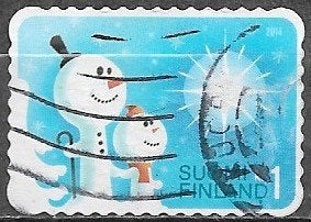 FINLAND 1 LK Groetzegel - Sneeuwmannen - 2014, Verzenden, Finland, Gestempeld