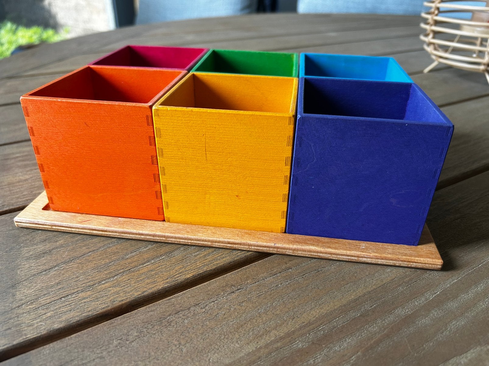 Grimm’s houten sorteerbakjes, Kinderen en Baby's, Speelgoed | Houten speelgoed, Verzenden, Gebruikt