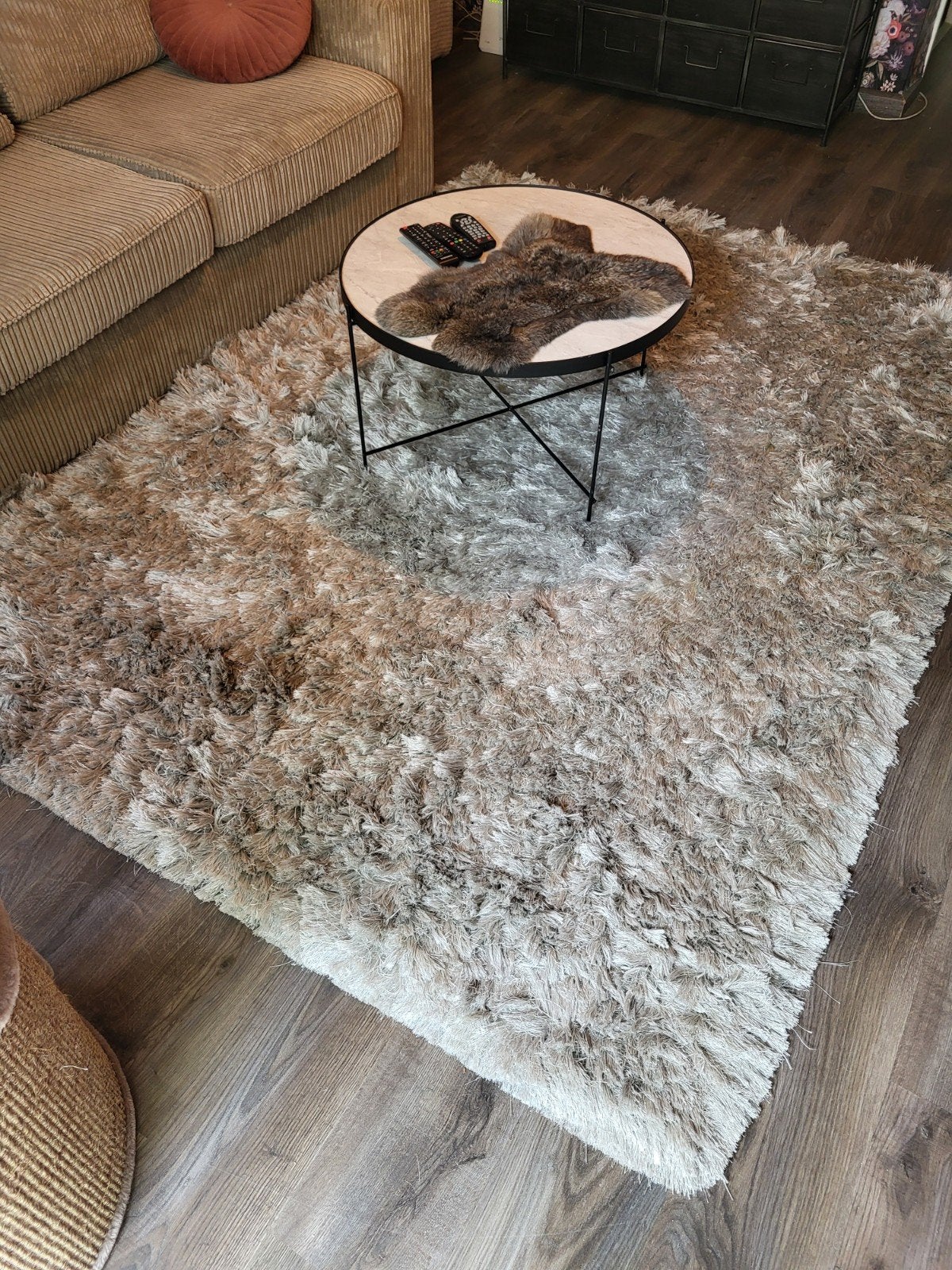 Hand getuft vloerkleed Celina zilver hoogpolig, Ophalen, Rechthoekig, 200 cm of meer, 150 tot 200 cm
