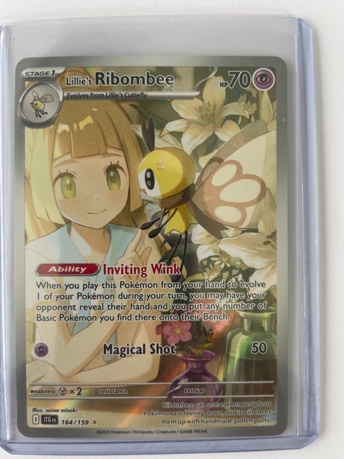 Lillie's Ribombee Pokémon Kaart - 164/159, Ophalen of Verzenden, Zo goed als nieuw, Losse kaart
