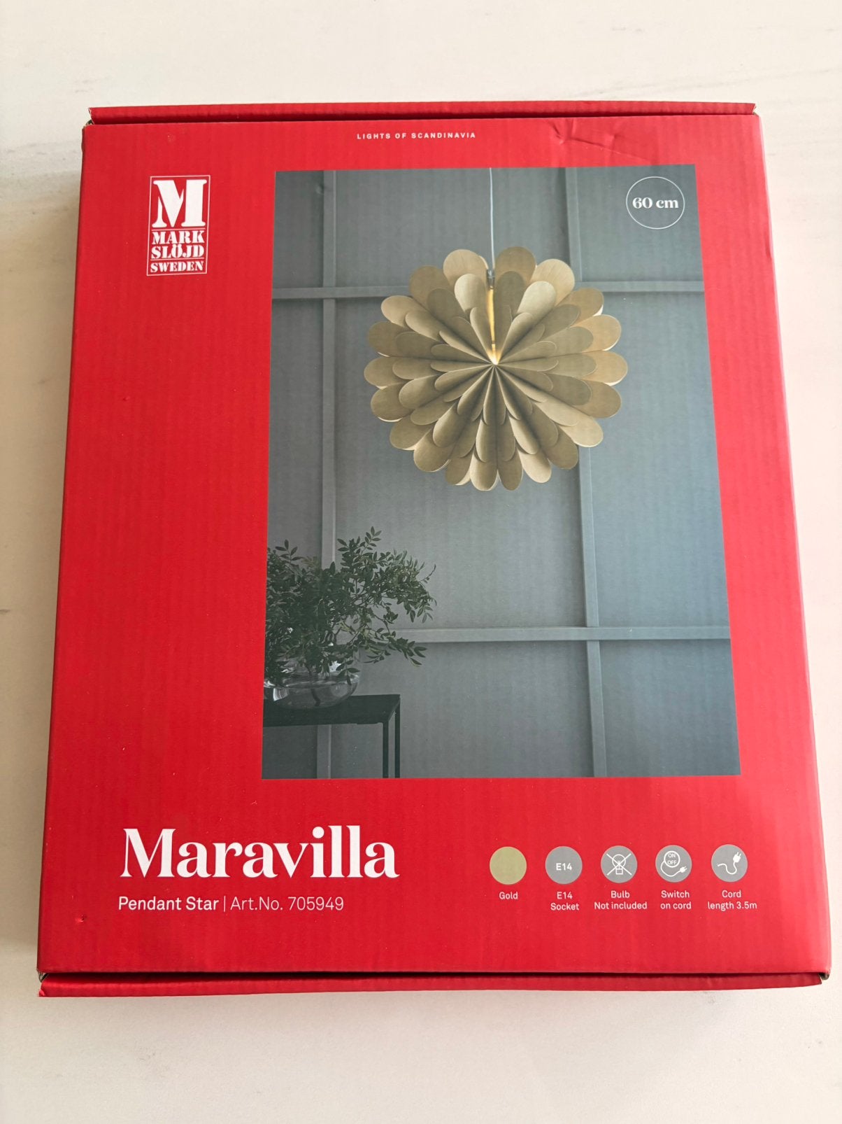 Markslöjd Maravilla Scandinavische Hanglamp Ster Goud, Ophalen of Verzenden, Nieuw, Overige materialen