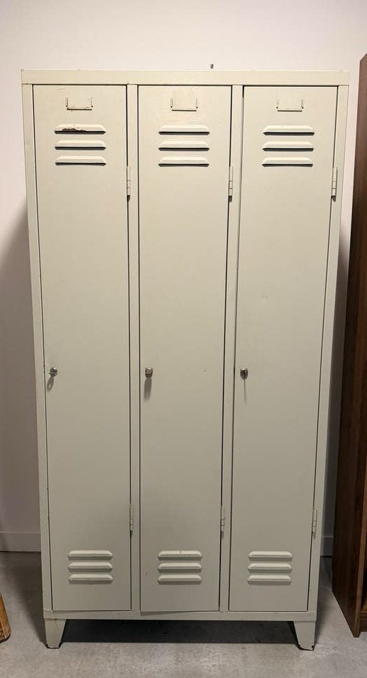 Vintage metalen locker met 3 deuren, Huis en Inrichting, Ophalen, Gebruikt