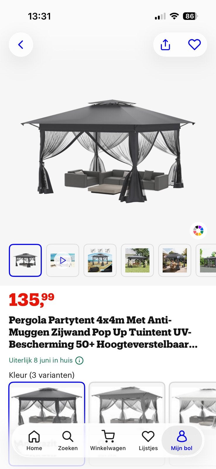 Party tent met muggen net, Ophalen of Verzenden, Minder dan 5 meter