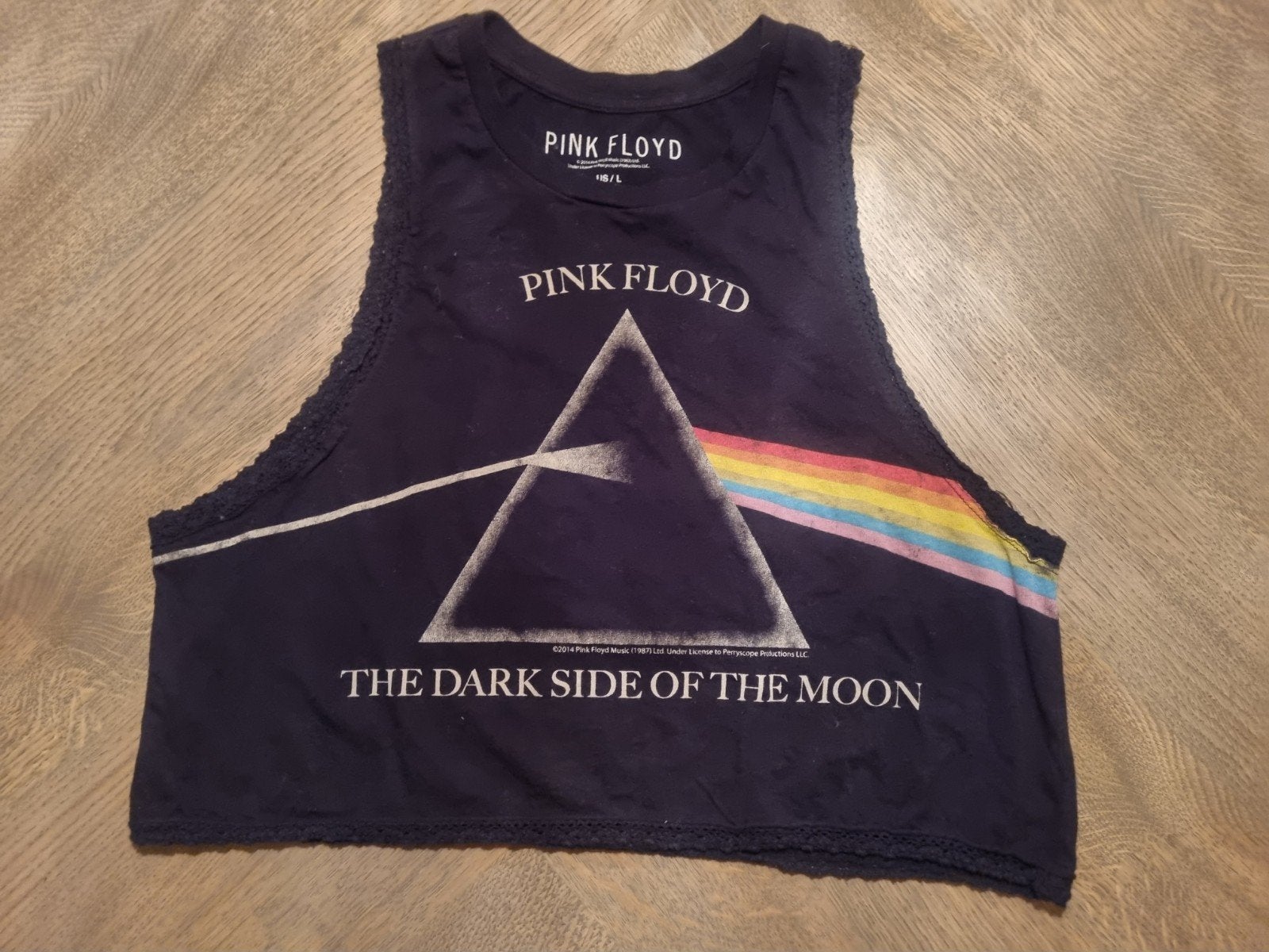 Zwarte crop top met het iconische Pink Floyd "The Dark Side, Pink Floyd, Ophalen of Verzenden, Zwart, Zonder mouw