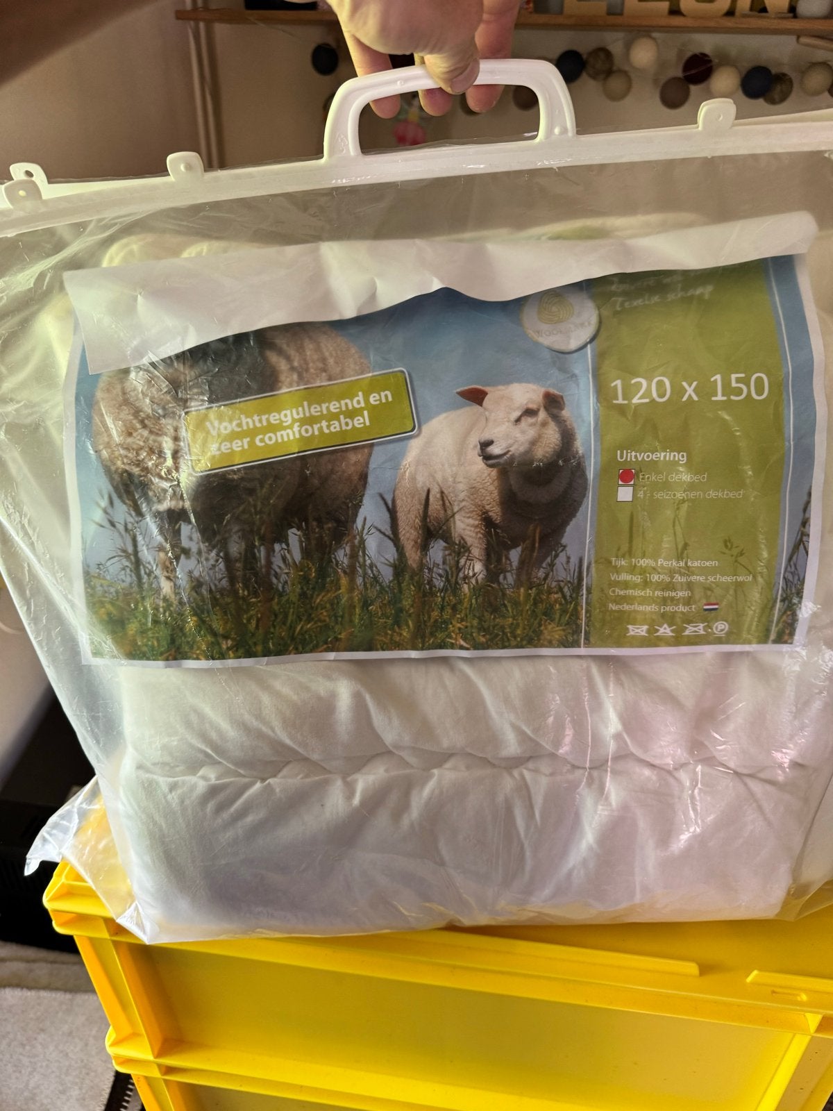 Texels Comfort Wollen Dekbed 120x150 Vochtregulerend, Ophalen, Gebruikt, Eenpersoons, Wit