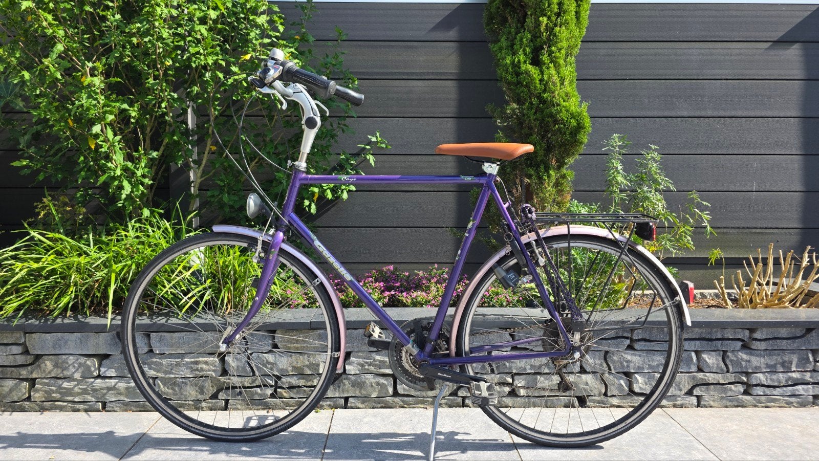 Gazelle Cayo Hybride Lite Heren tourfiets - Paars, Fietsen en Brommers, Gebruikt, Velgrem, Ophalen of Verzenden, Meer dan 20 versnellingen