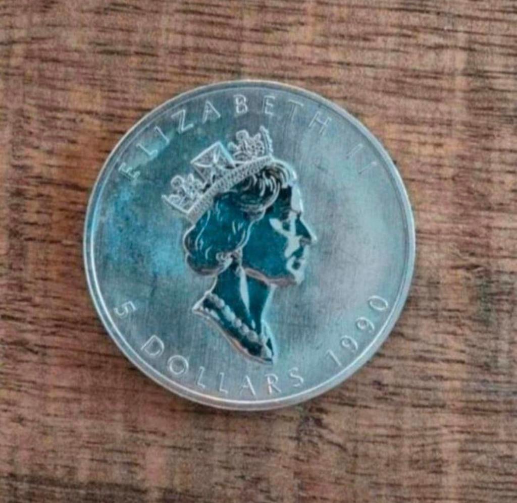 Maple Leaf 1990 zilveren munt 1 oz Zeldzaam!, Ophalen of Verzenden, Losse munt, Zilver