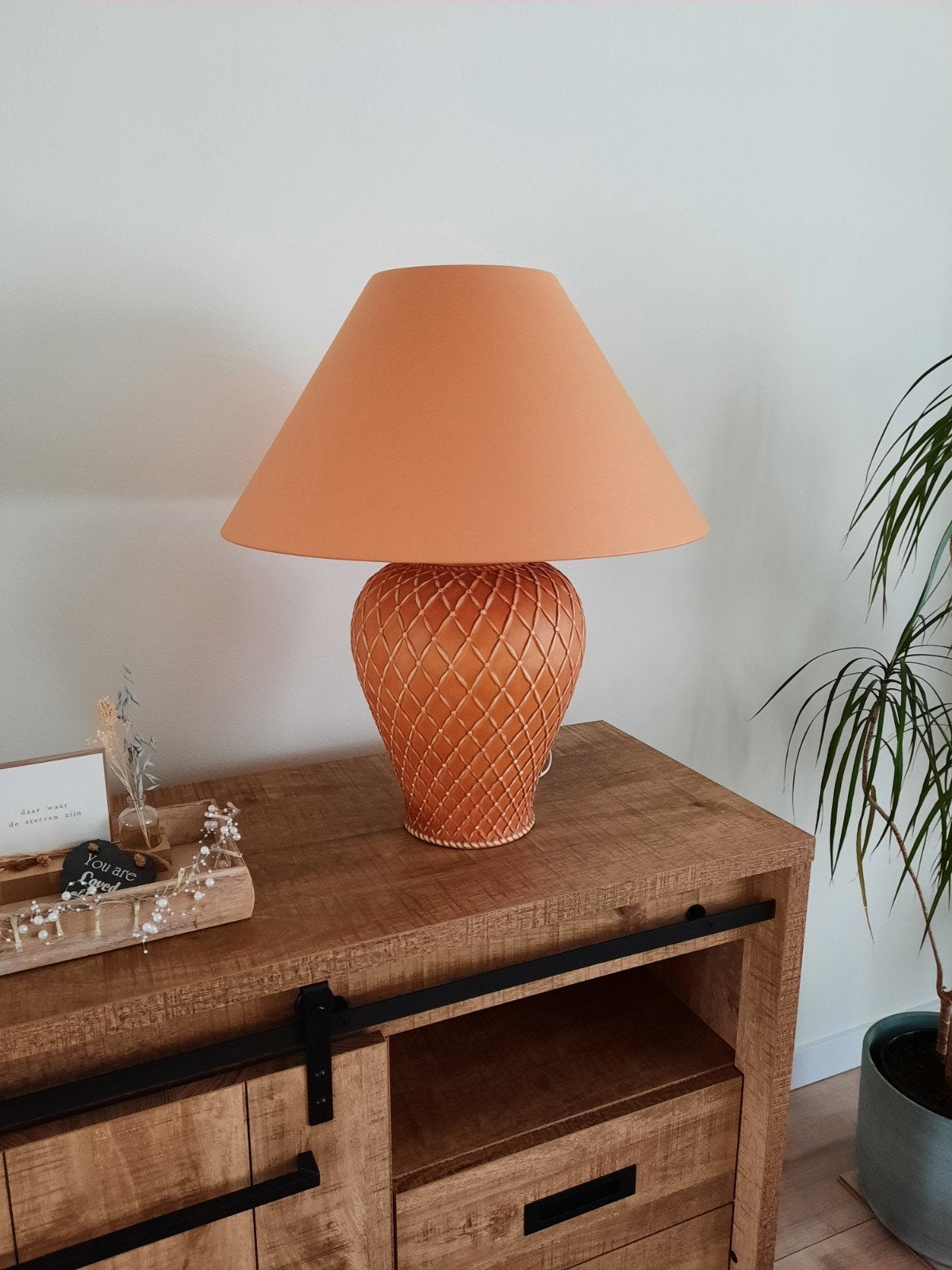 Terracotta Tafellamp, Ophalen, Zo goed als nieuw, Boho, Rustiek, Mediterraan