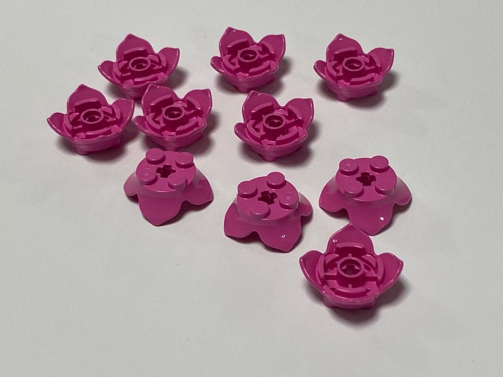 Partij 10x nieuwe Lego donker roze bladeren/plant 2x2, Lego, Nieuw, Ophalen of Verzenden, Losse stenen