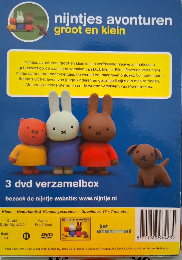 Nijntjes Avonturen Groot en Klein 3 DVD Verzamelbox, Animatie, Verzamelbox, Alle leeftijden, Zo goed als nieuw