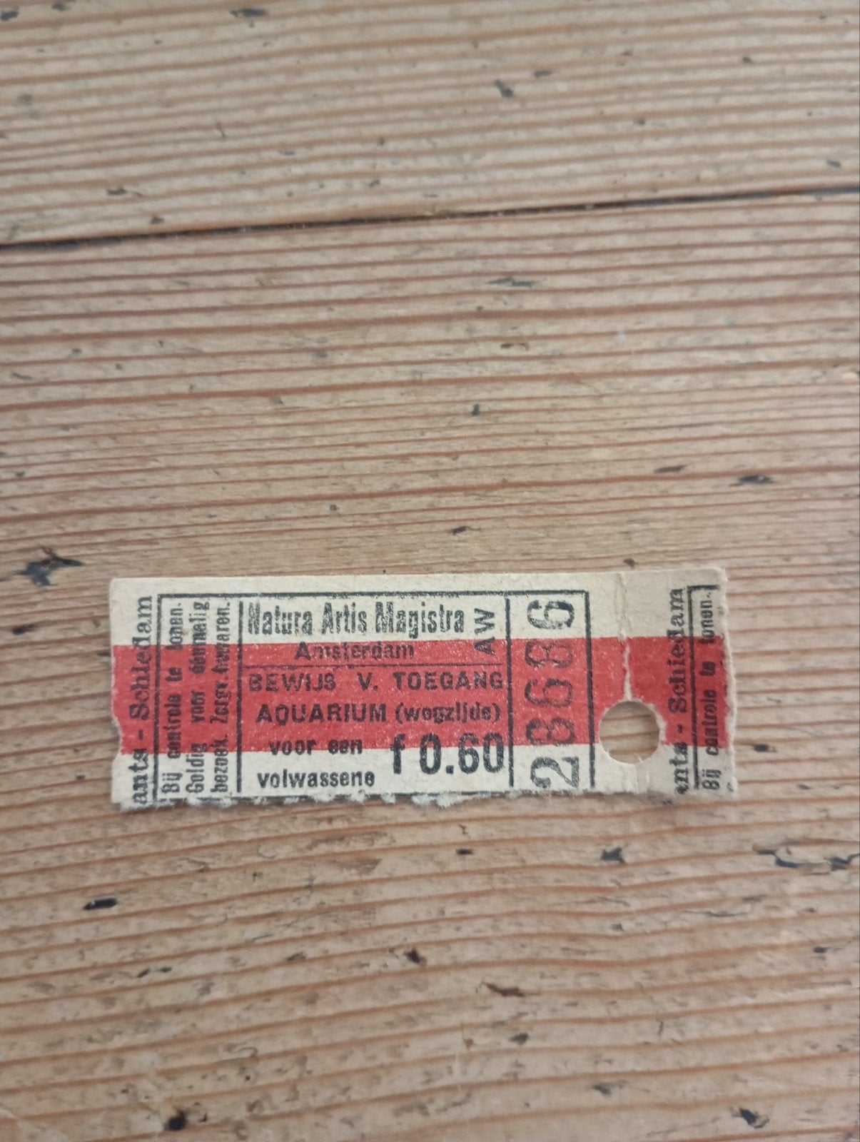 Vintage Natura Artis Magistra Bewijs van Toegang 1960+, Ophalen of Verzenden, Gebruiksvoorwerp