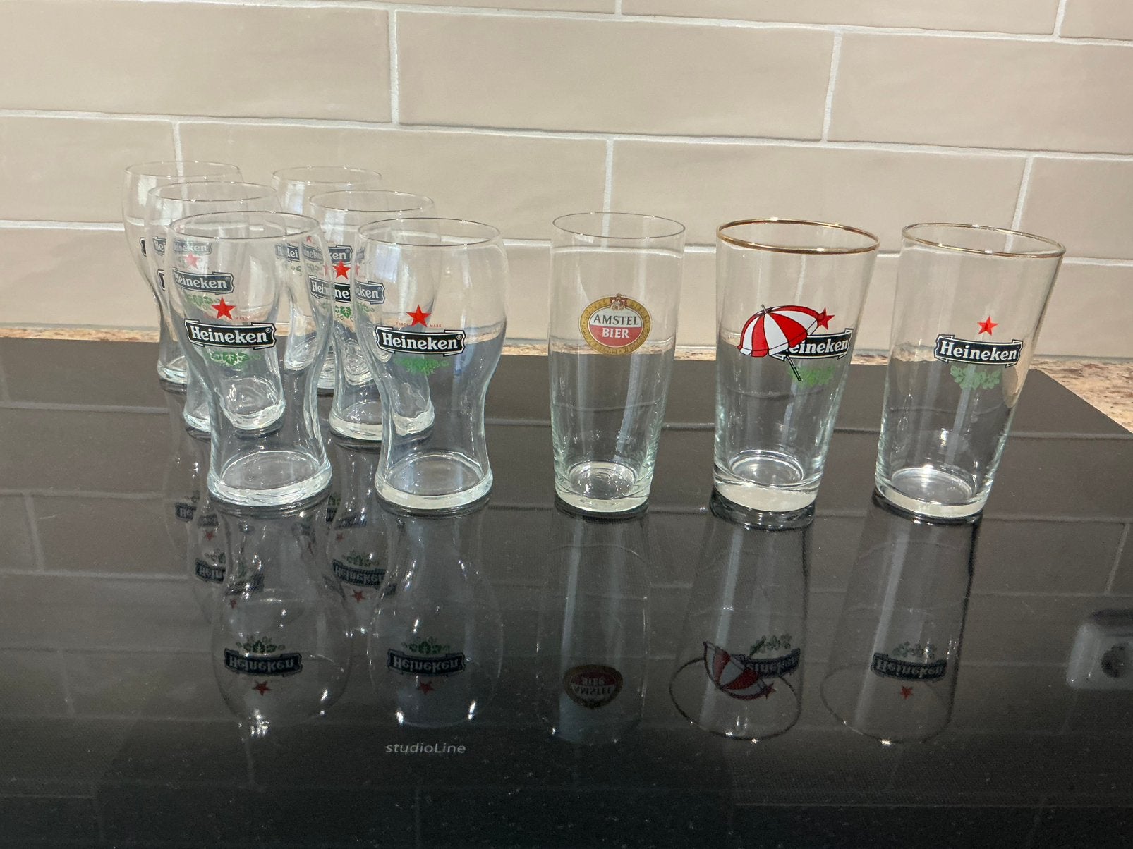 Verzameling van 18 bierglazen, Ophalen, Zo goed als nieuw