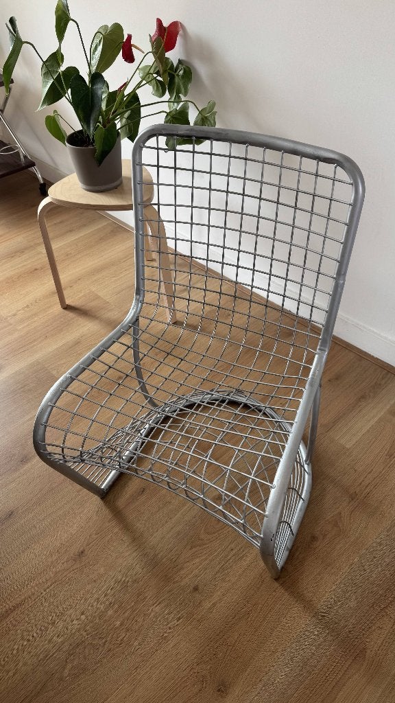 4x vintage chroom draadstoelen – retro/industrieel, Ophalen, Gebruikt, Grijs, Vier