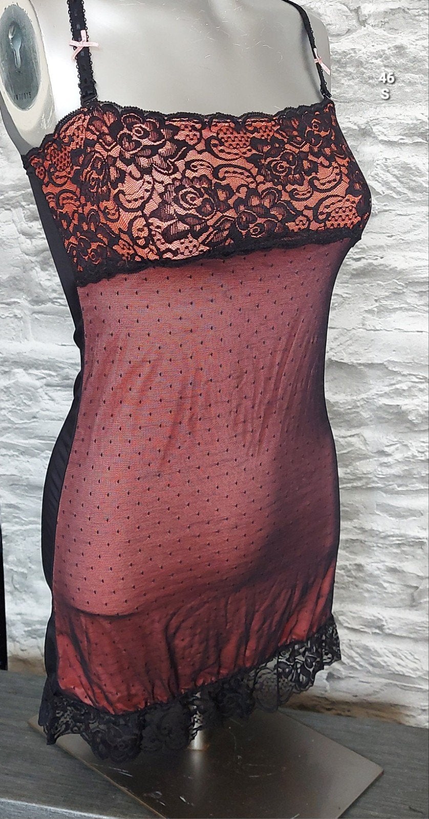 Zwart lingerie jurkje met kant en roze details, Onbekend, Ophalen of Verzenden, Zwart, Nachtkleding
